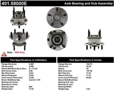 2010 Jeep Grand Cherokee Axle Bearing and Hub Assembly CE 401.58000E