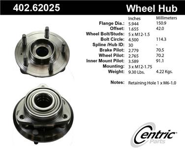 Axle Bearing and Hub Assembly CE 402.62025