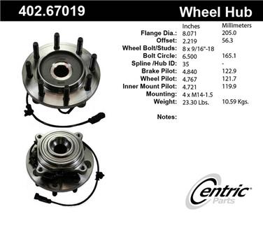 2009 Dodge Ram 2500 Axle Bearing and Hub Assembly CE 402.67019E