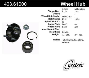 1990 Mercury Topaz Axle Bearing and Hub Assembly Repair Kit CE 403.61000E