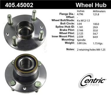 1994 Mercury Tracer Wheel Bearing and Hub Assembly CE 405.45002E