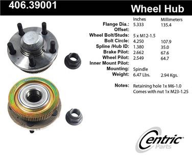 Wheel Bearing and Hub Assembly CE 406.39001E