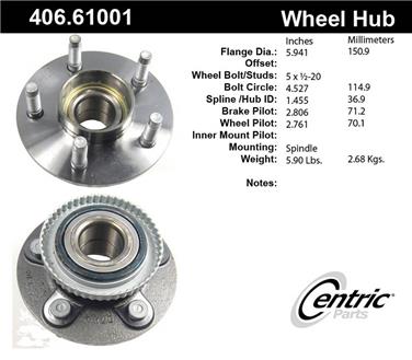 1993 Mercury Grand Marquis Wheel Bearing and Hub Assembly CE 406.61001E