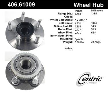 1994 Mercury Cougar Wheel Bearing and Hub Assembly CE 406.61009E