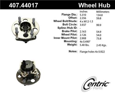 Wheel Bearing and Hub Assembly CE 407.44017