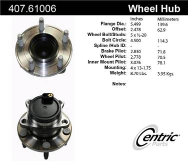 2009 Ford Edge Wheel Bearing and Hub Assembly CE 407.61006