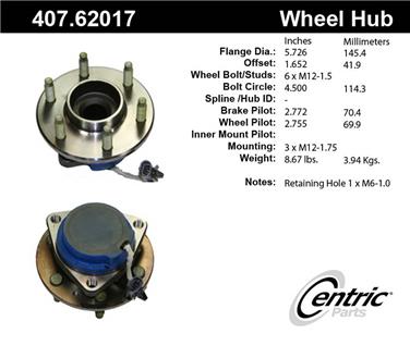Wheel Bearing and Hub Assembly CE 407.62017E