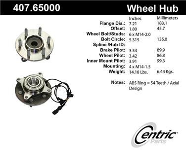 Wheel Bearing and Hub Assembly CE 407.65000E