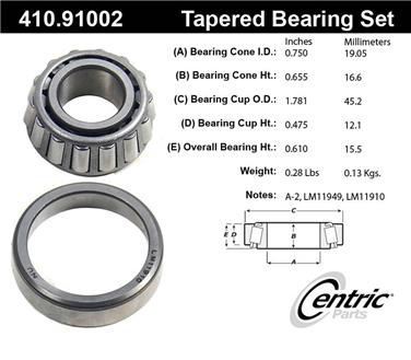 1993 Mercury Capri Wheel Bearing and Race Set CE 410.91002E