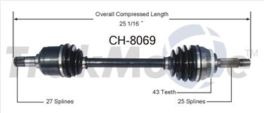 2005 Dodge Stratus CV Axle Shaft SA CH-8069