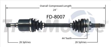 1991 Mercury Tracer CV Axle Shaft SA FD-8007