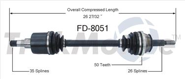 1993 Mercury Sable CV Axle Shaft SA FD-8051