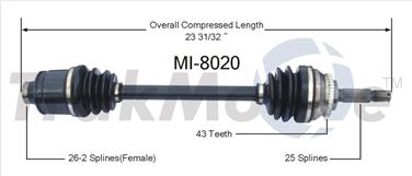 2005 Dodge Stratus CV Axle Shaft SA MI-8020