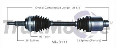 2005 Dodge Neon CV Axle Shaft SA MI-8111