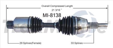 2008 Dodge Dakota CV Axle Shaft SA MI-8138