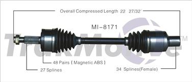 2009 Dodge Charger CV Axle Shaft SA MI-8171