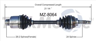 1991 Mercury Capri CV Axle Shaft SA MZ-8064