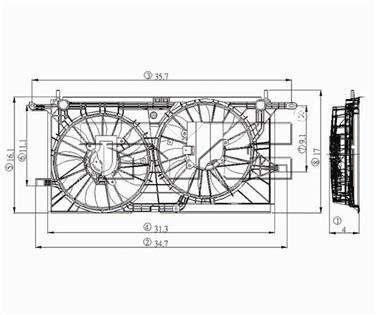 2001 Chevrolet Venture Dual Radiator and Condenser Fan Assembly TY 620770