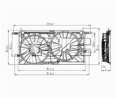 2002 Chevrolet Venture Dual Radiator and Condenser Fan Assembly TY 620780