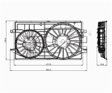 2004 Chevrolet Malibu Dual Radiator and Condenser Fan Assembly TY 621150