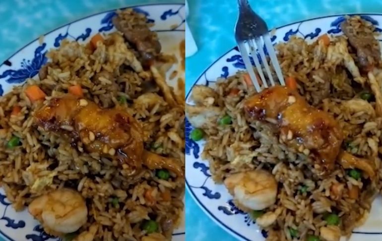 Pide chaufa limeño y le entregan un roedor cocinado en su plato