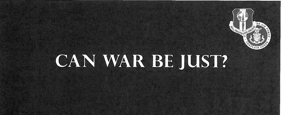 Slide with the title "Can war be just?".