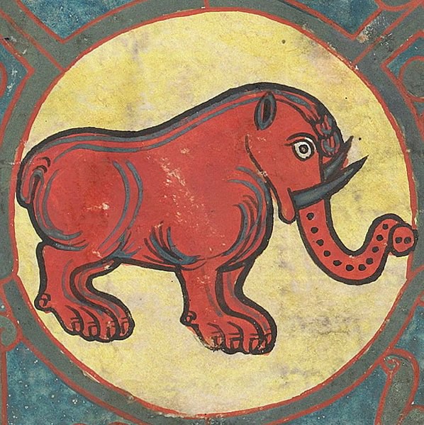 A red elephant.