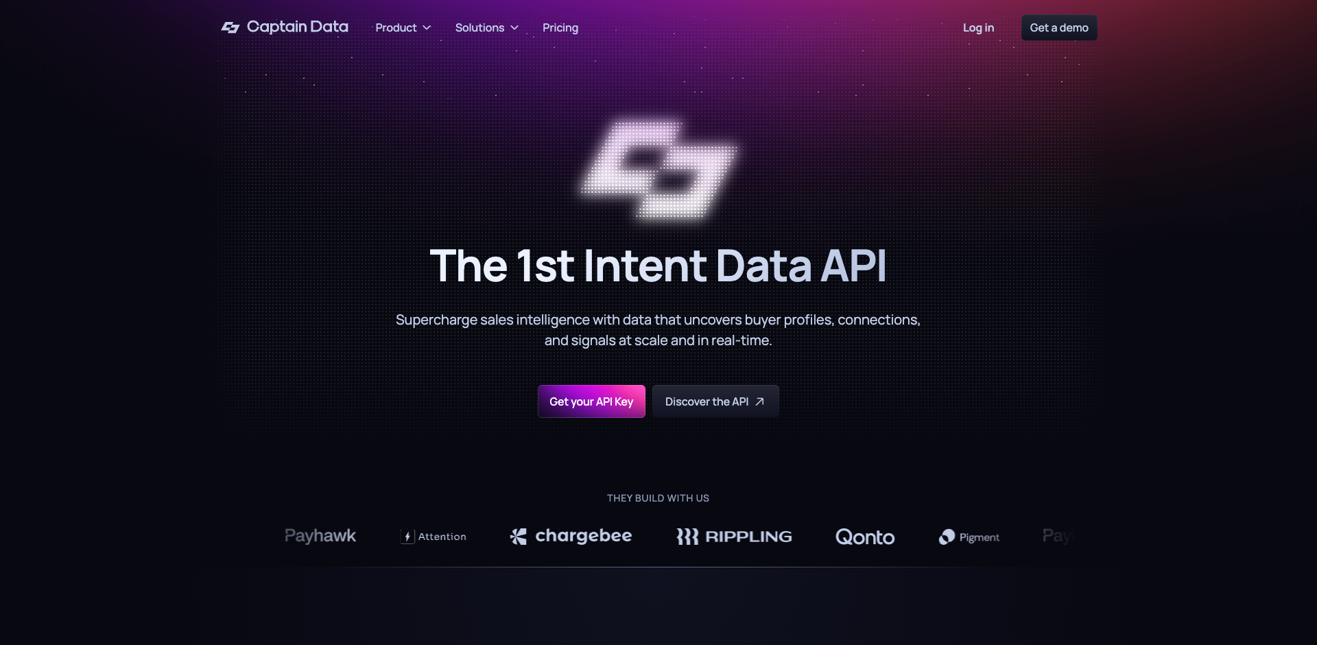 Captain Data homepage screenshot