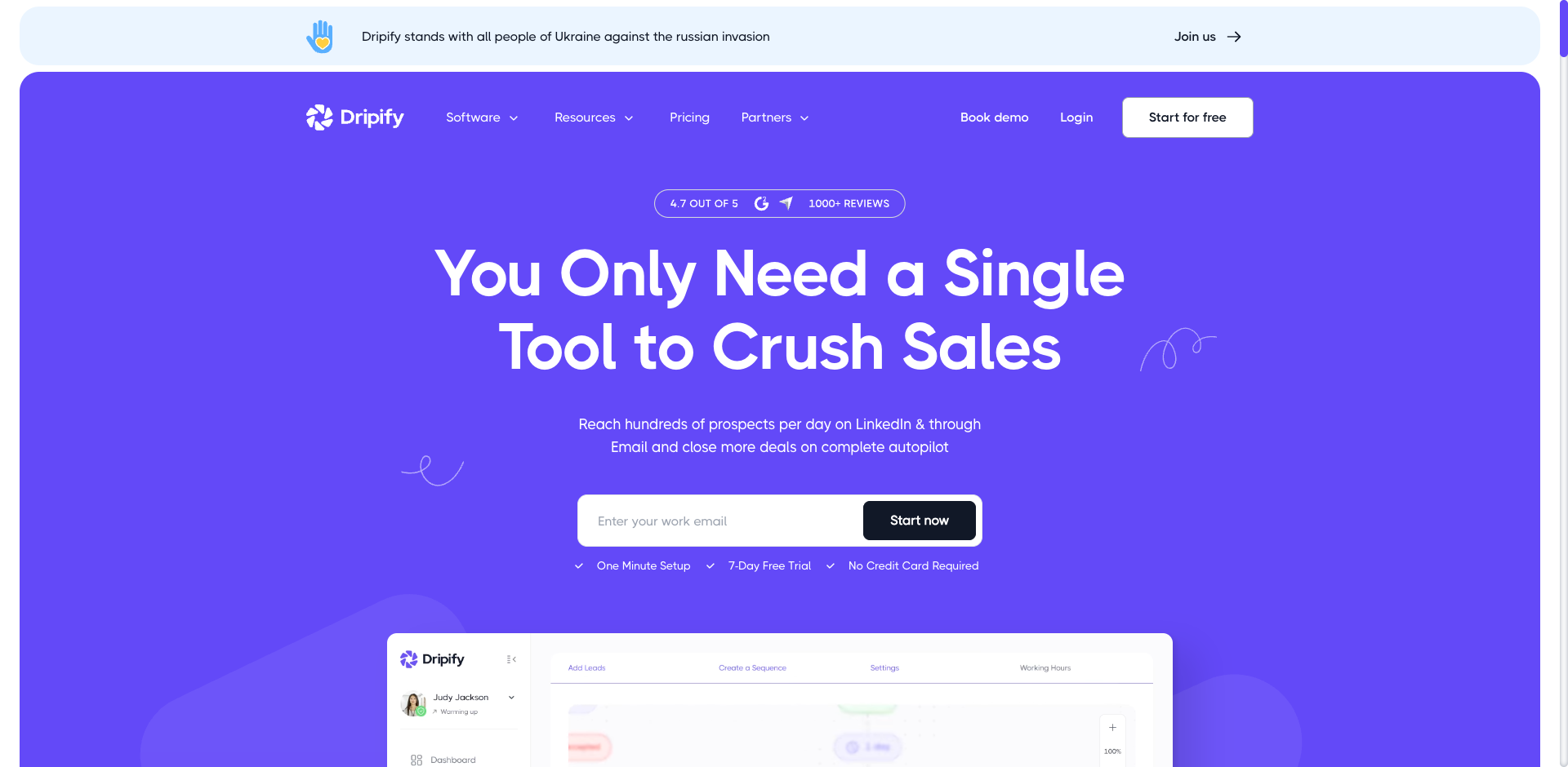 Dripify homepage screenshot