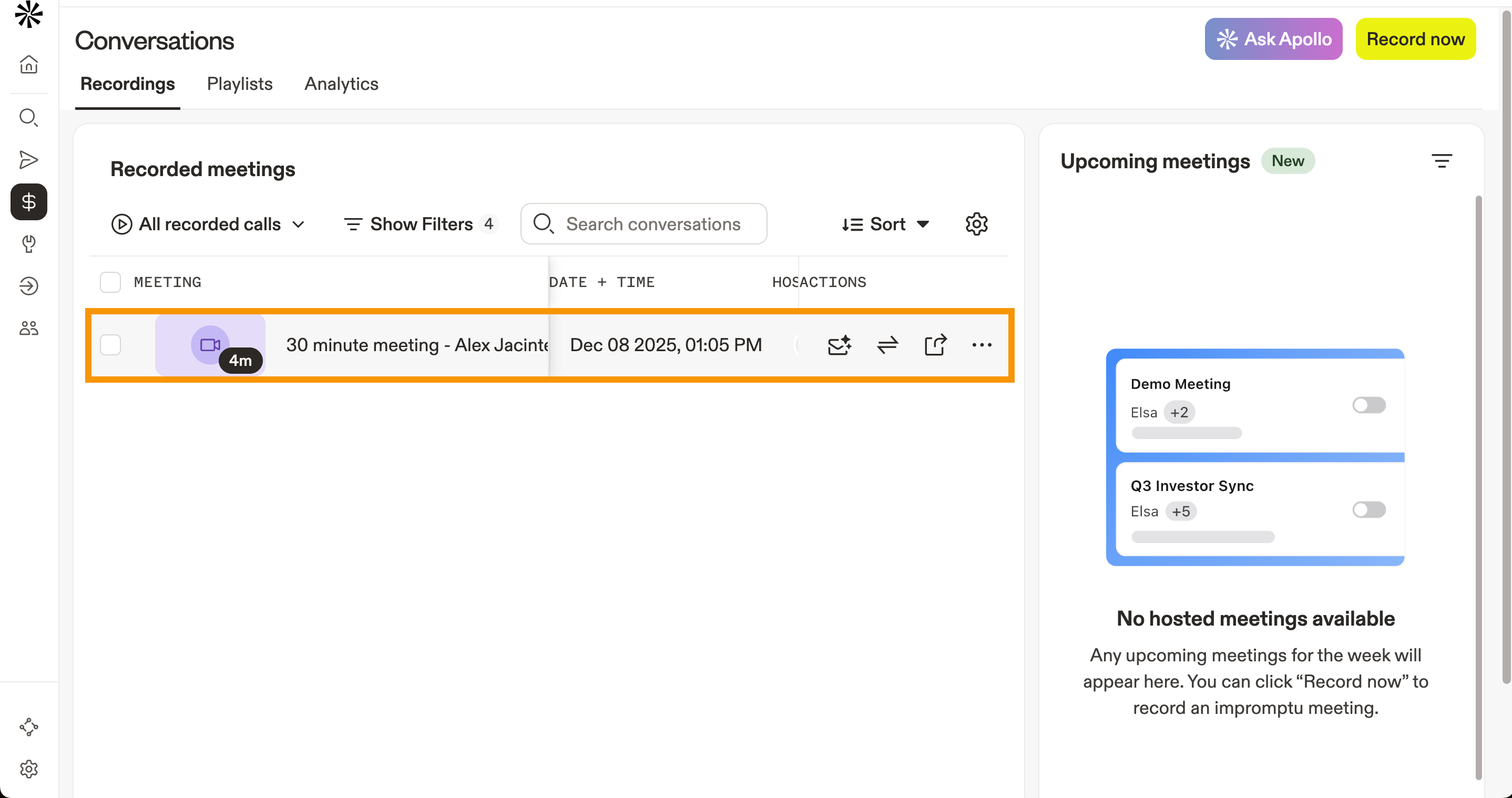 Click a conversation recording