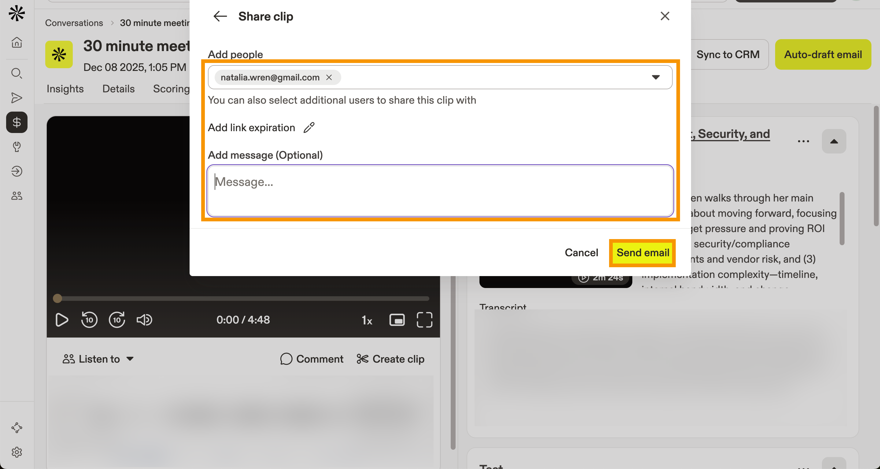 Add people, link expiration, and send email