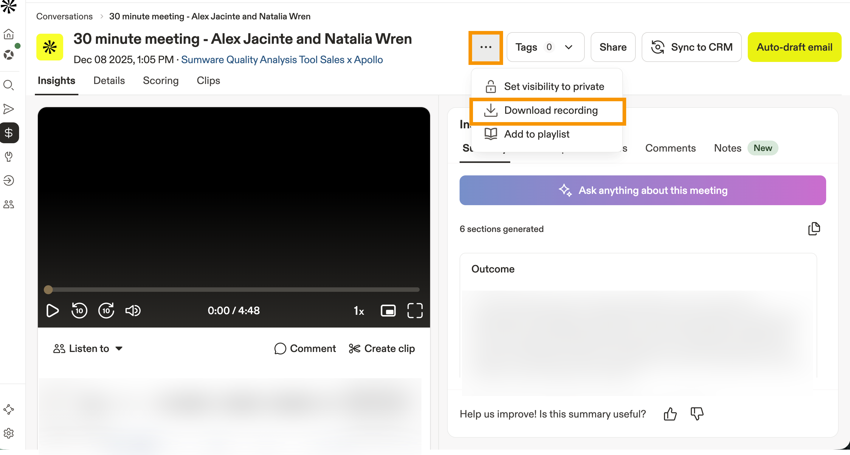 Download a conversation to your device.