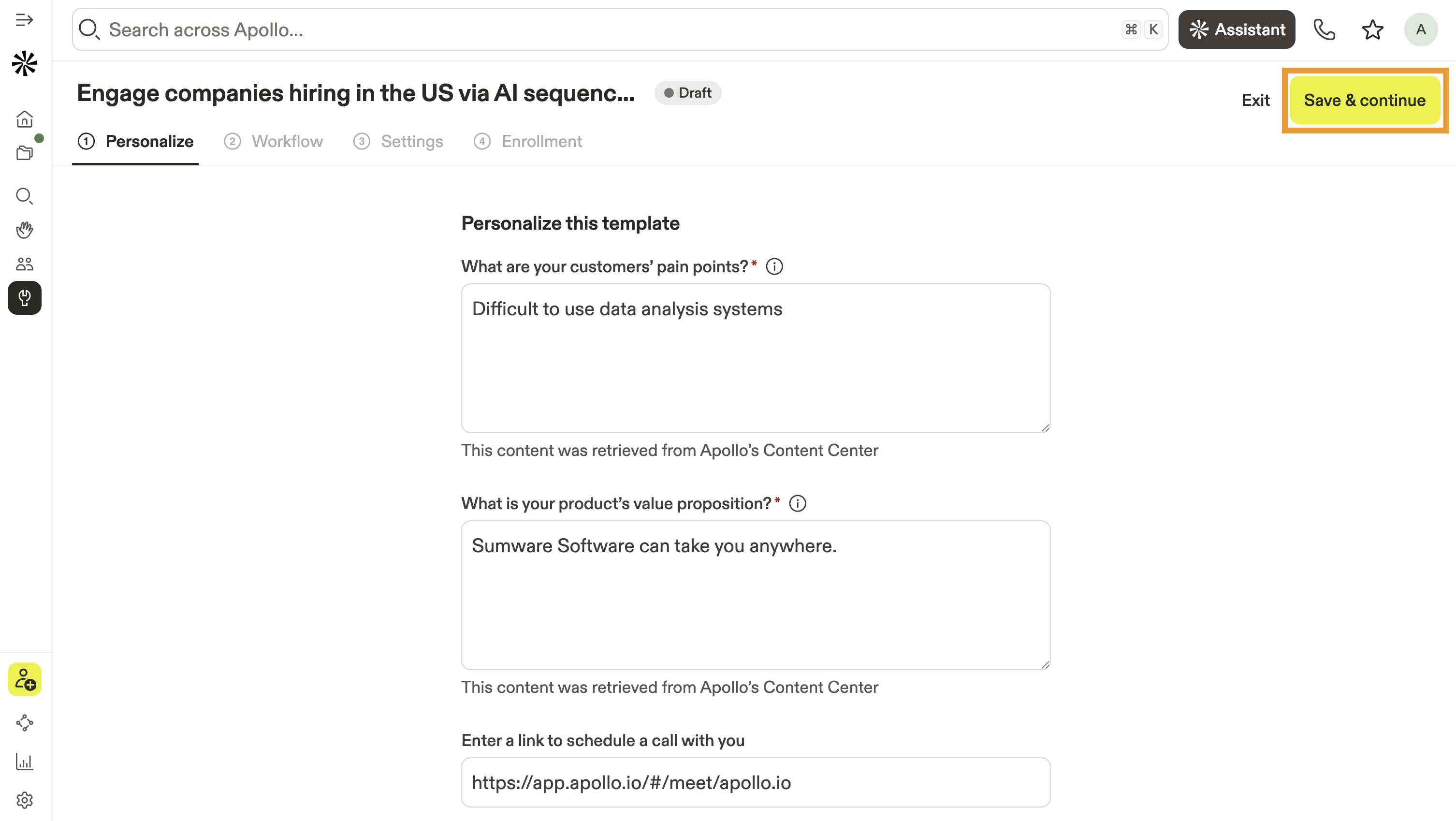 Personalize language for the workflow.