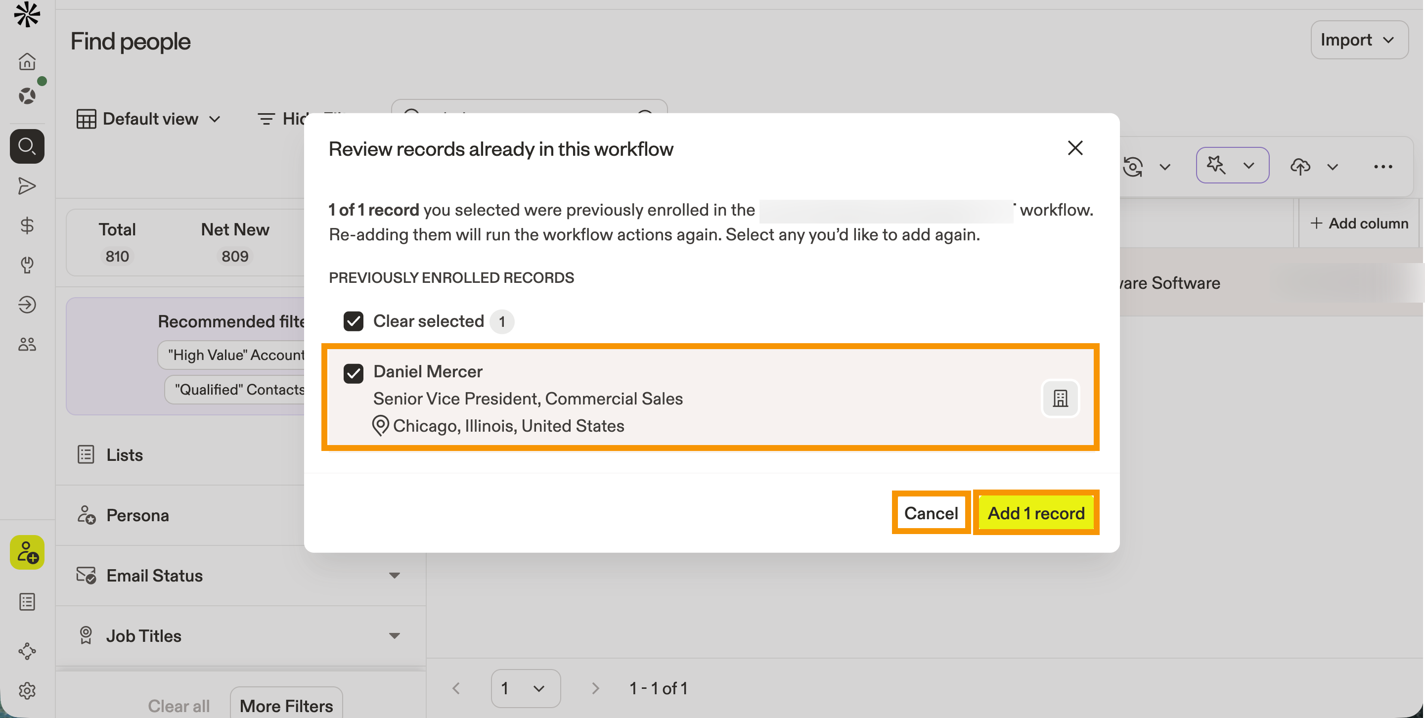 Re enroll records modal