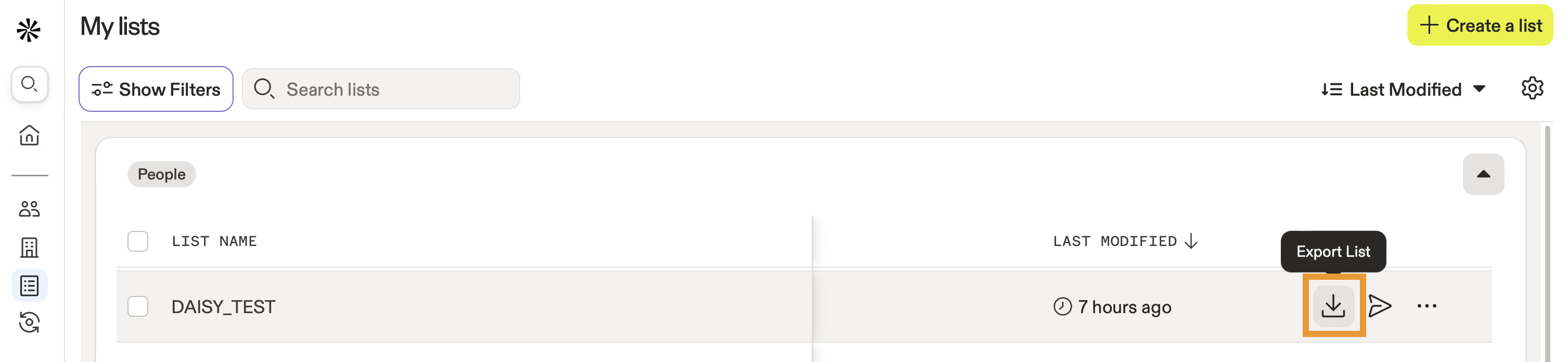 Export button is highlighted