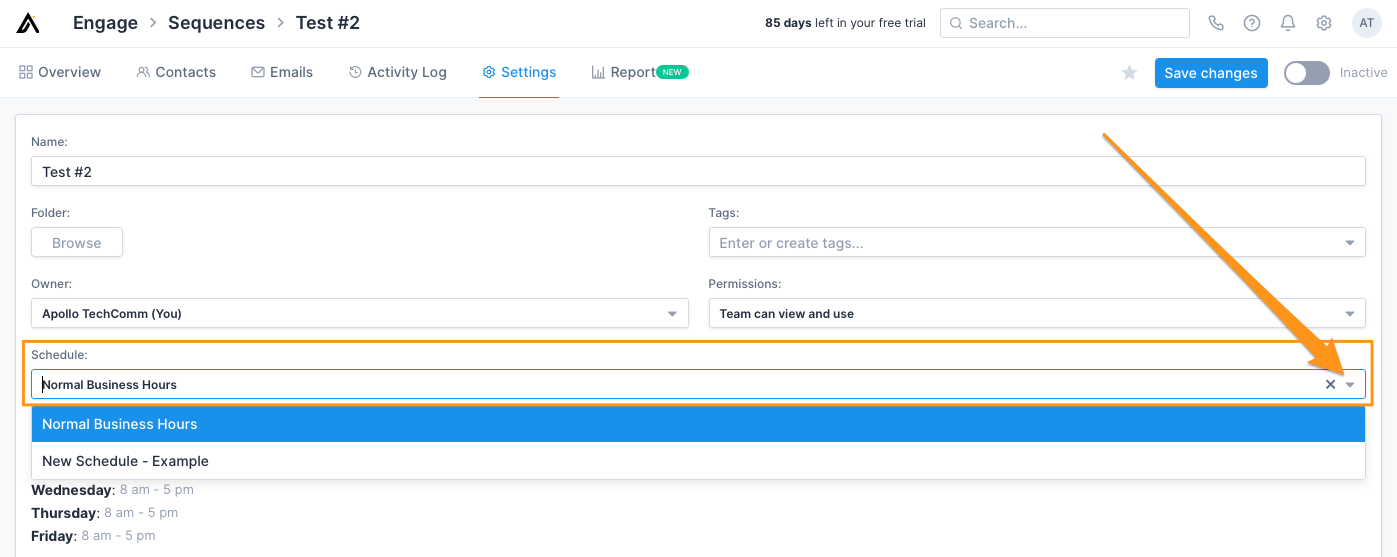 Create and Edit Sequence Sending Schedules – Apollo.io