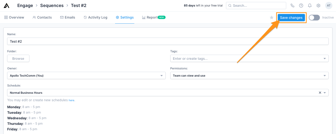 Create and Edit Sequence Sending Schedules – Apollo.io