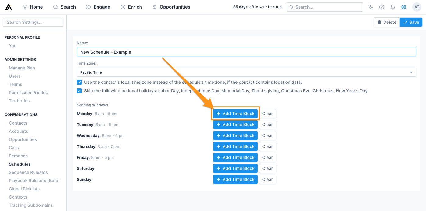 Create and Edit Sequence Sending Schedules – Apollo.io