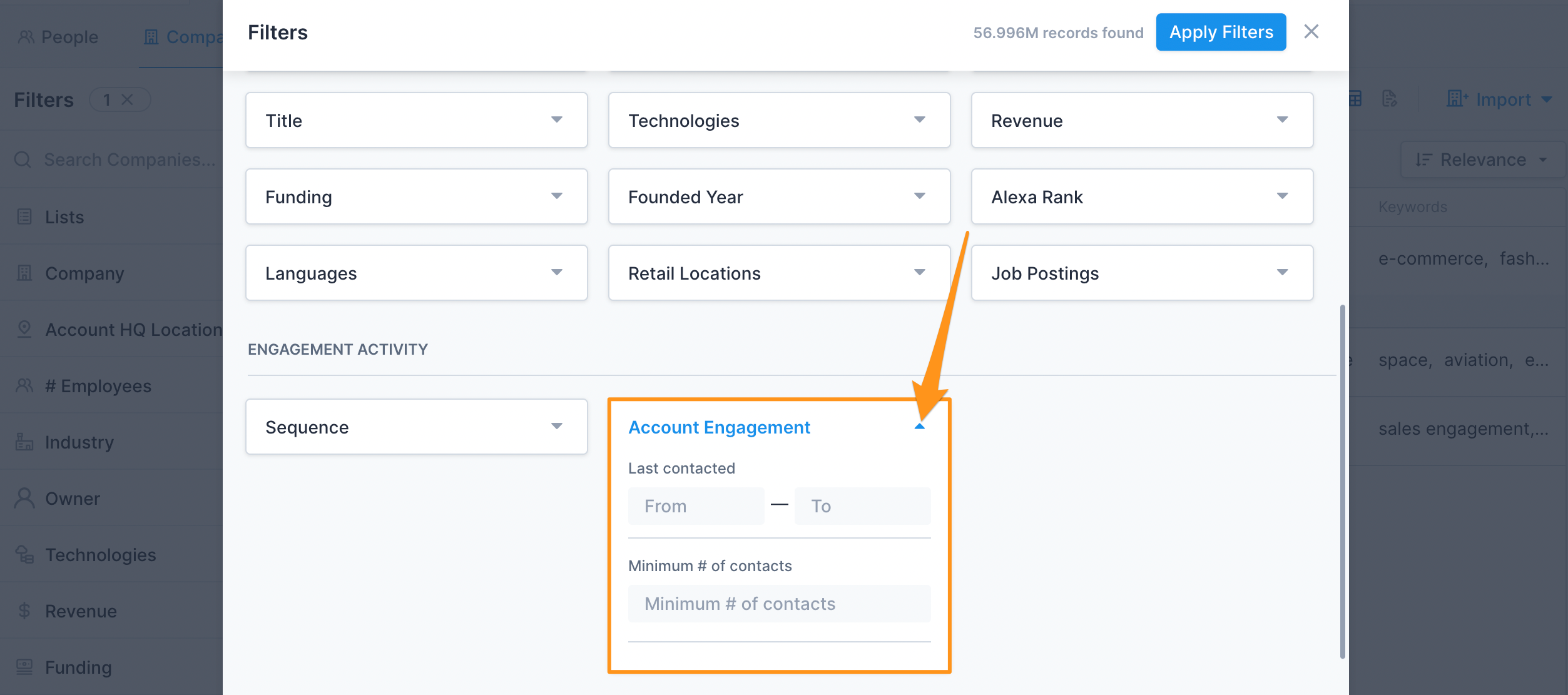 Account Engagement Filter