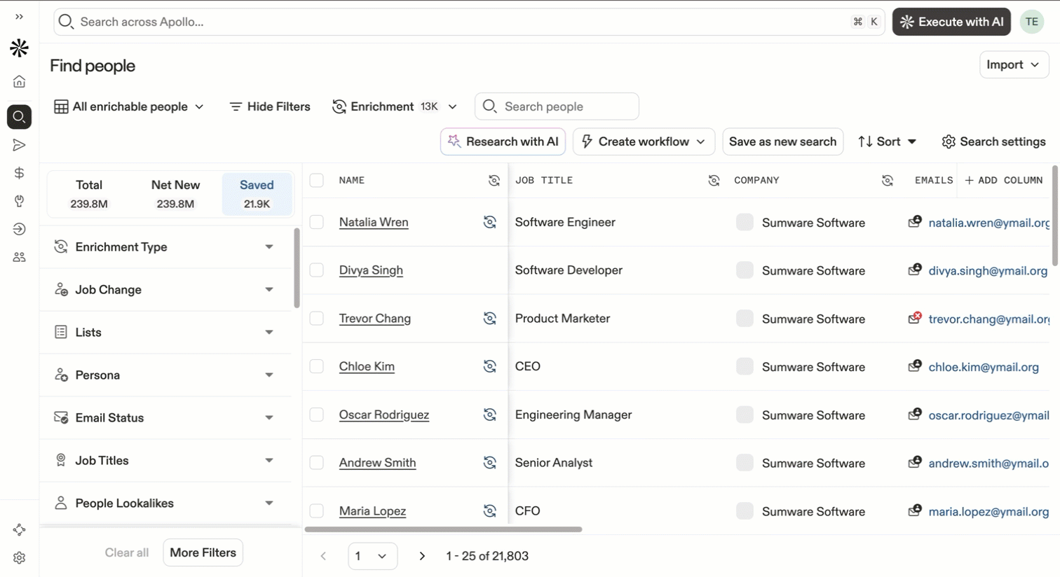 Click enrichment icon to preview enrichable records