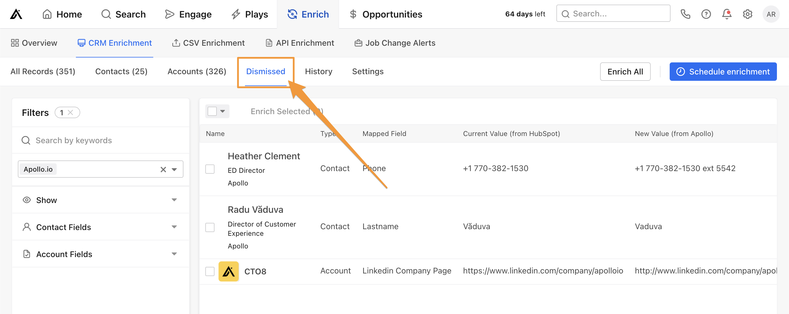 HubSpot Data Enrichment Apollo.io