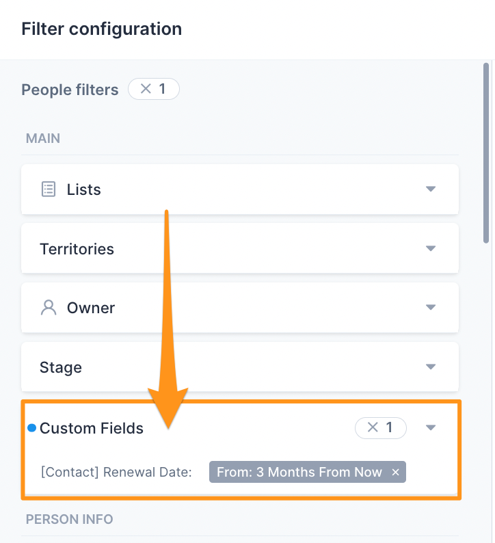 Custom fields filter
