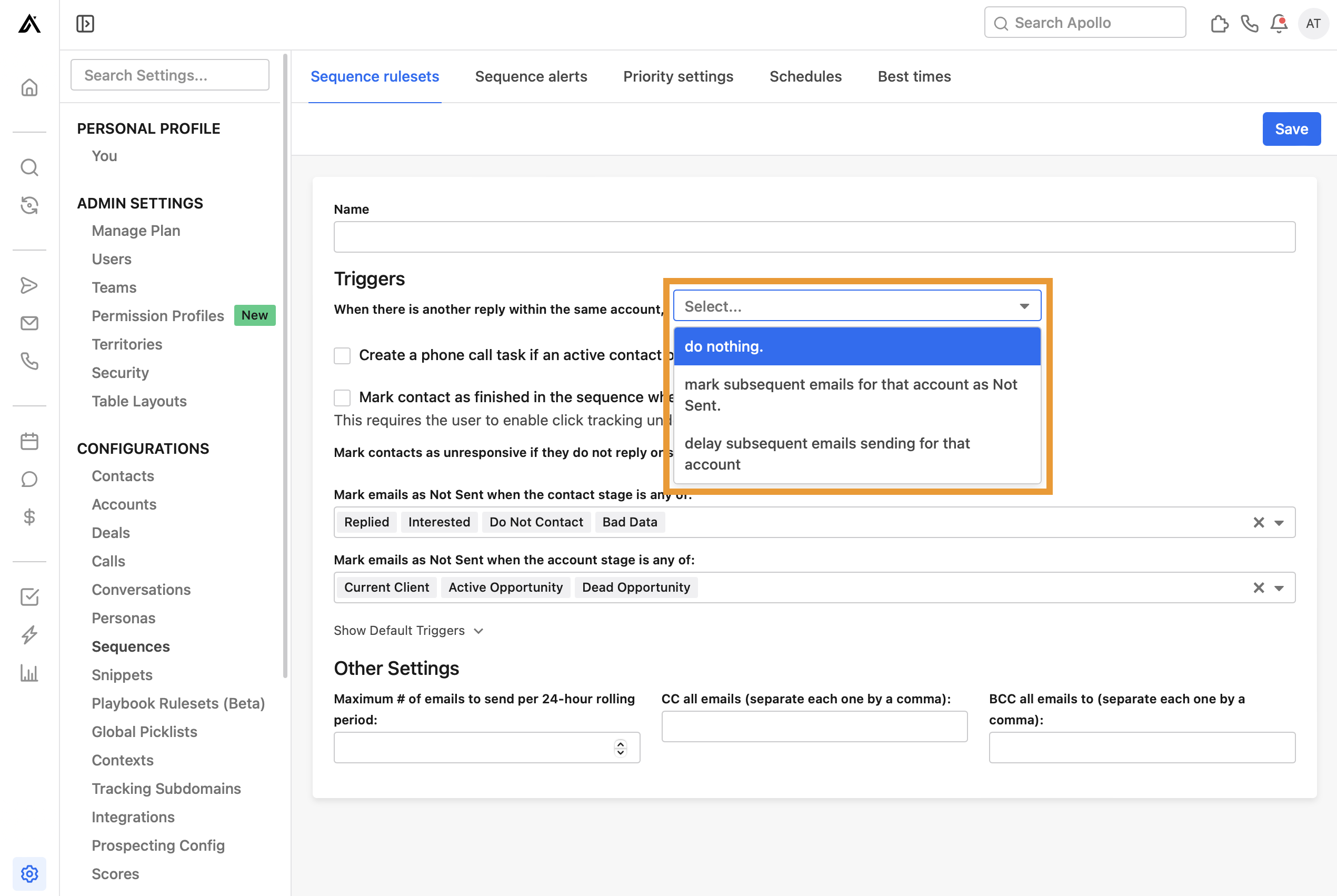 Create and Edit Sequence Sending Schedules – Apollo.io