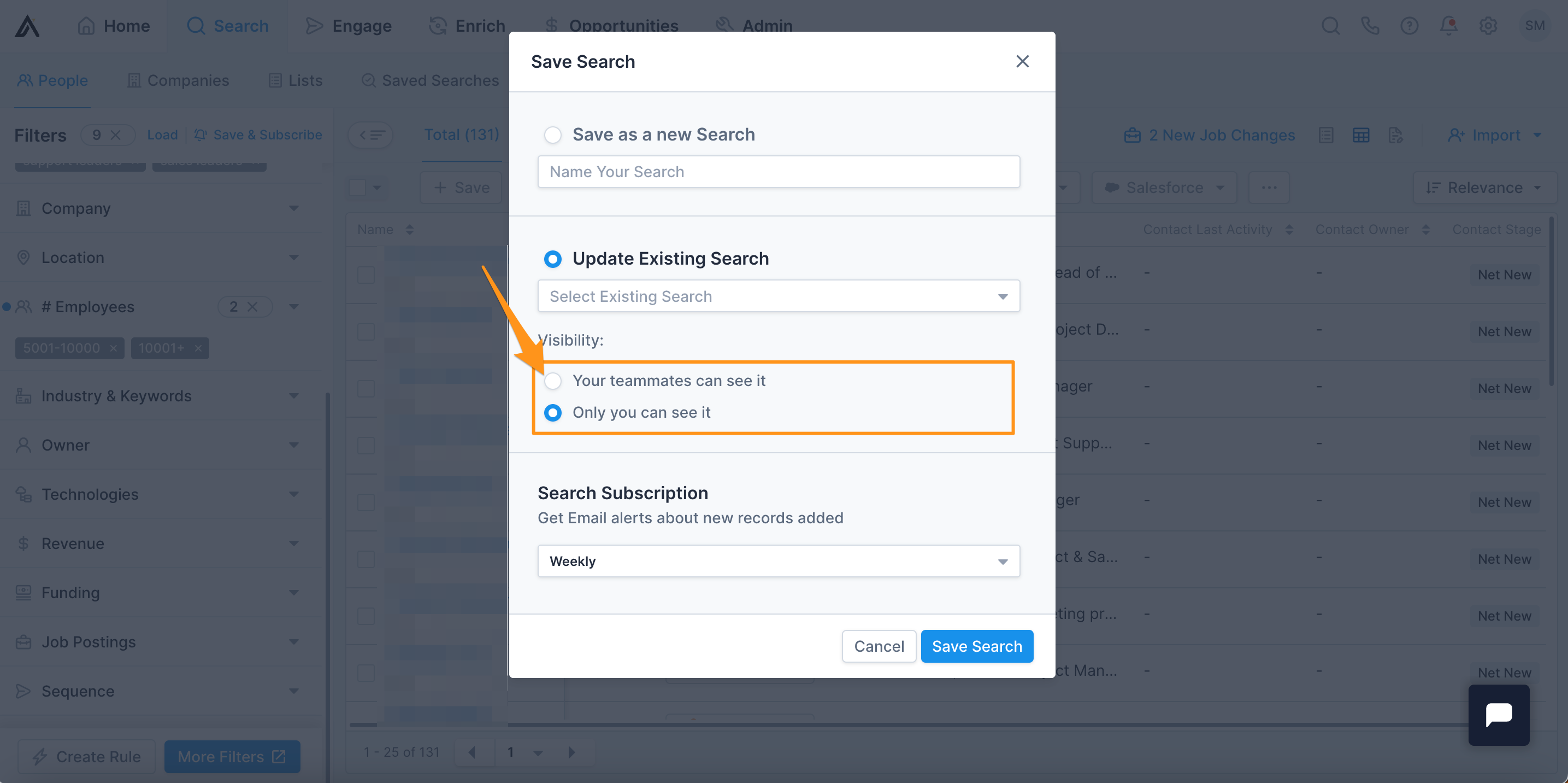 Existing Search Visibility