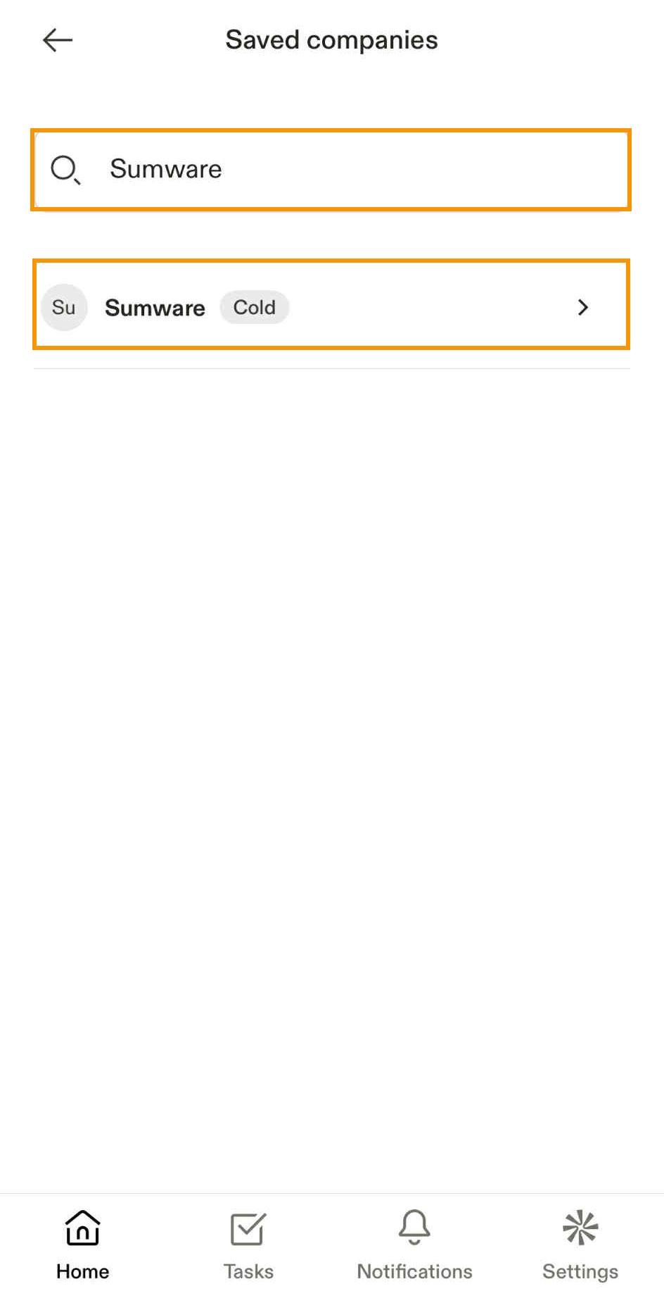 Enter company name or industry and then tap preferred company