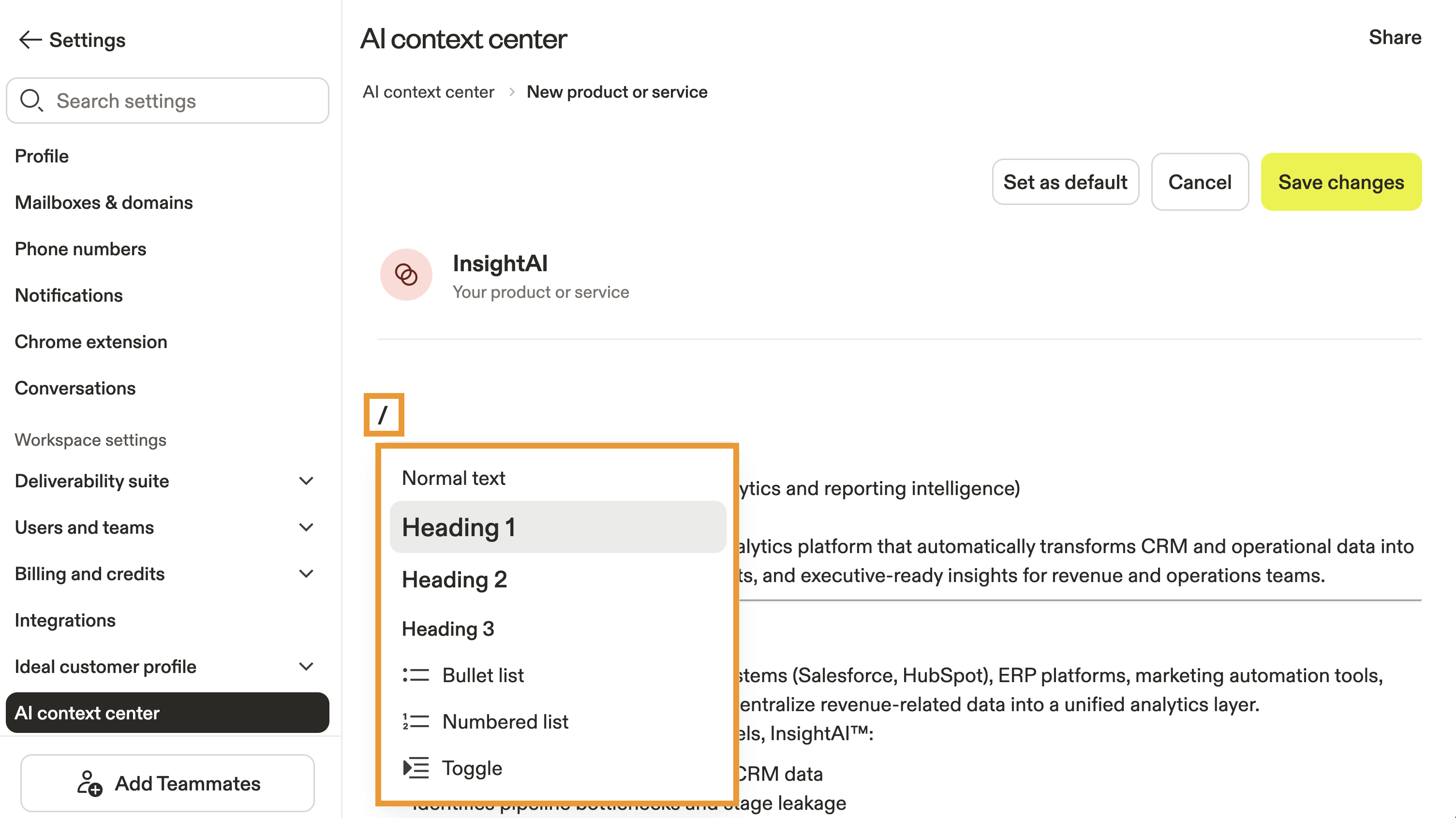 Product differentiators