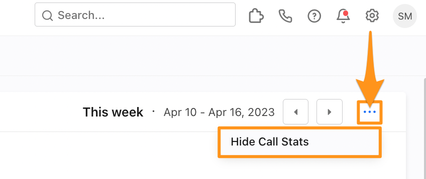 Hide call stats button
