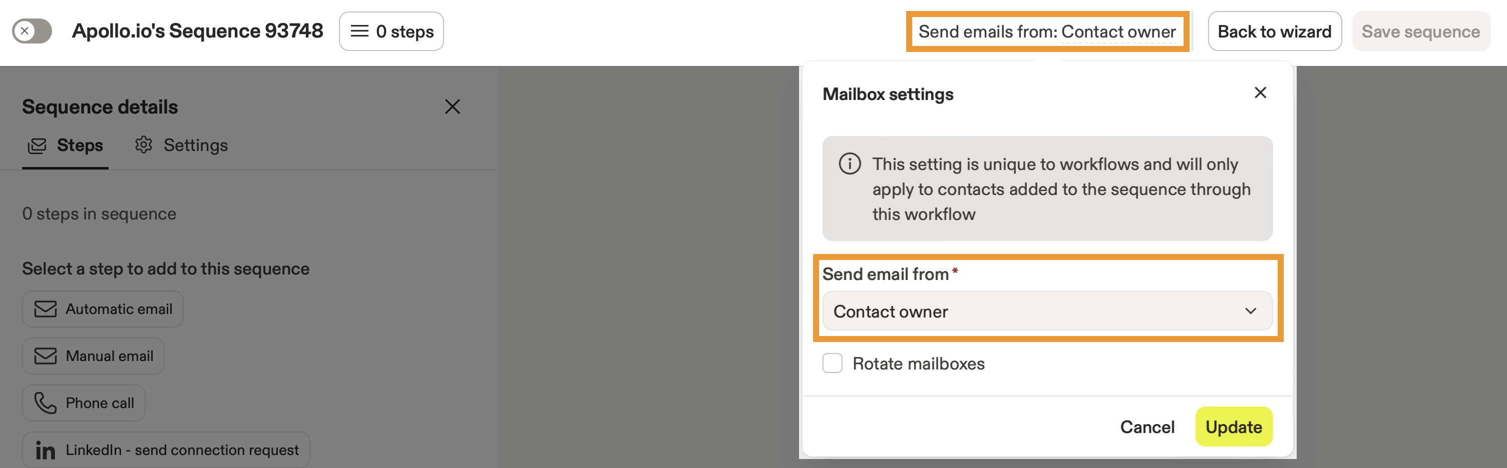 Mailbox settings