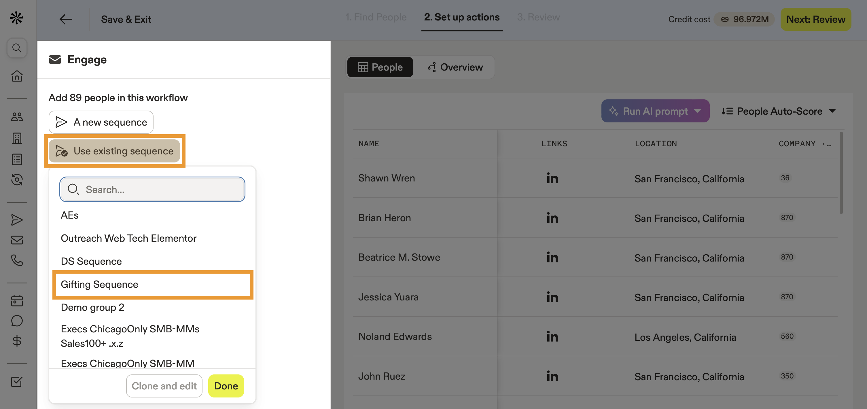 Use existing sequence