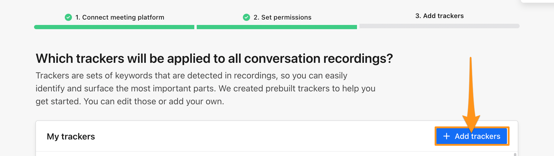 Add trackers button